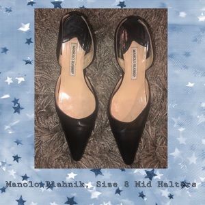Manolo Blahnik Mid Heel Halter Pumps